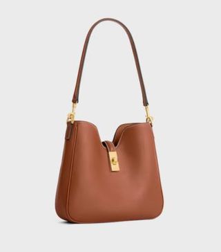 Image of tan leather handbag