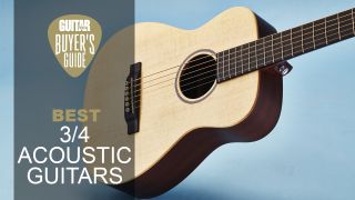 Martin LX1E on a light blue background with the text 'Guitar World Buyer's guide: Best 3/4 acoustic guitars'