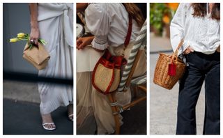 women wearing basket bags