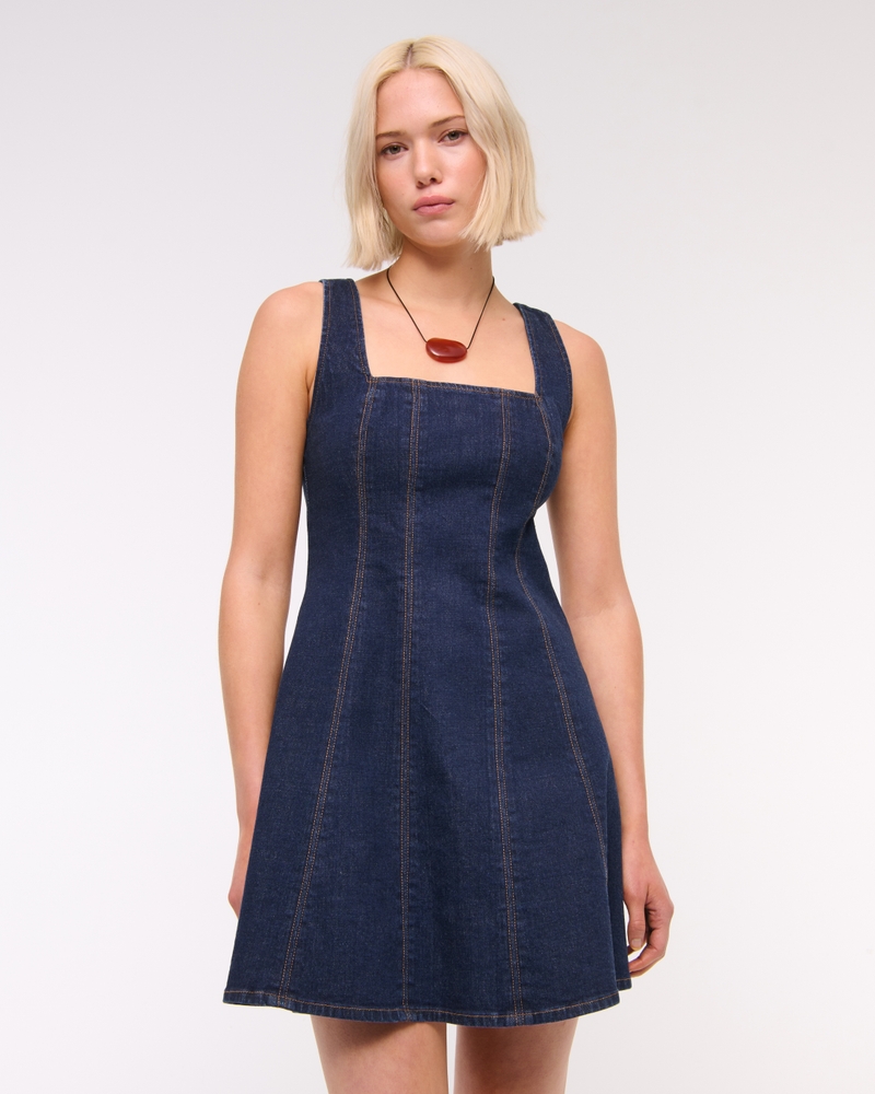 The A&f Mila Squareneck Denim Mini Dress