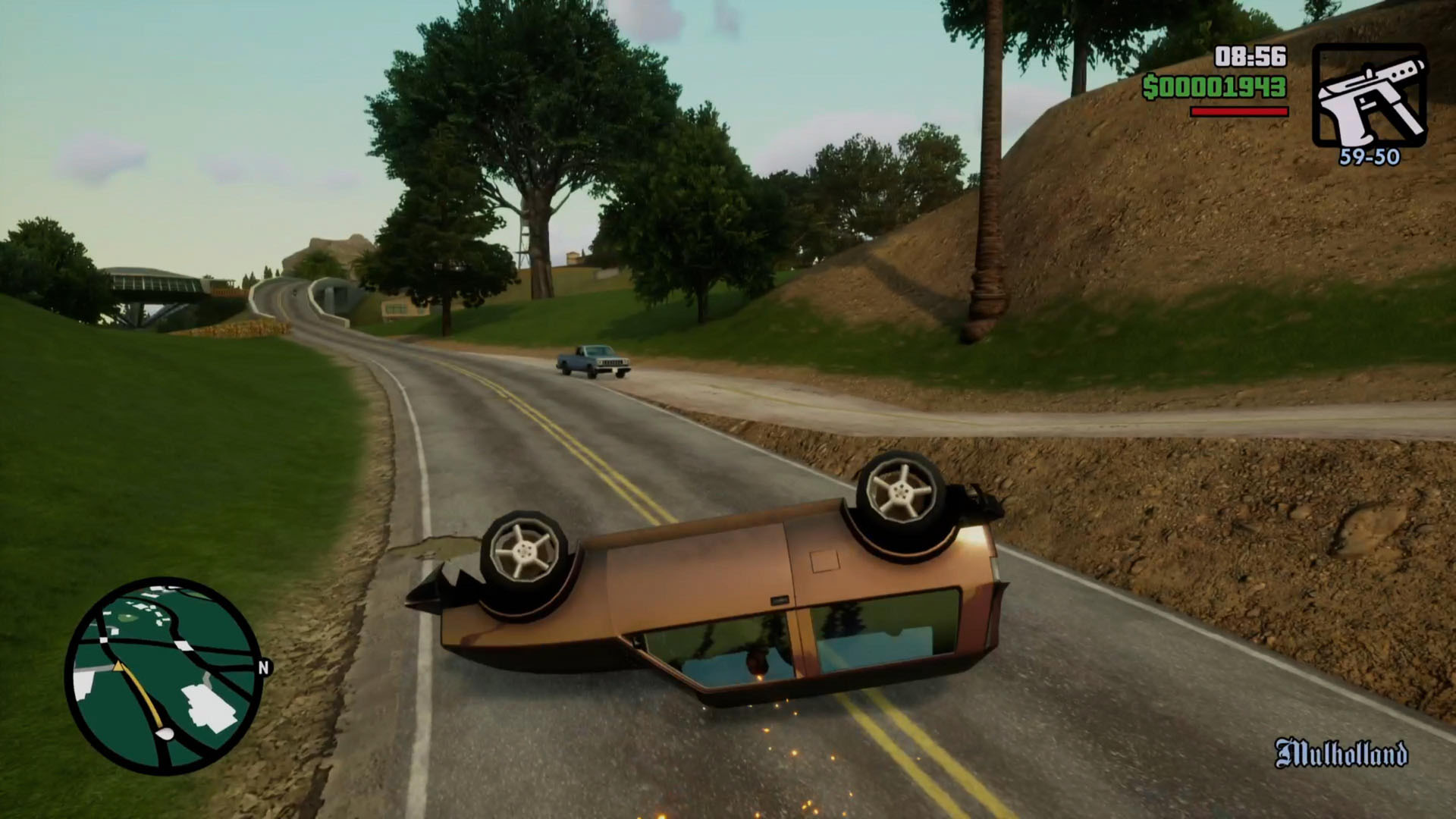 A car flips over in GTA San Andreas in GTA