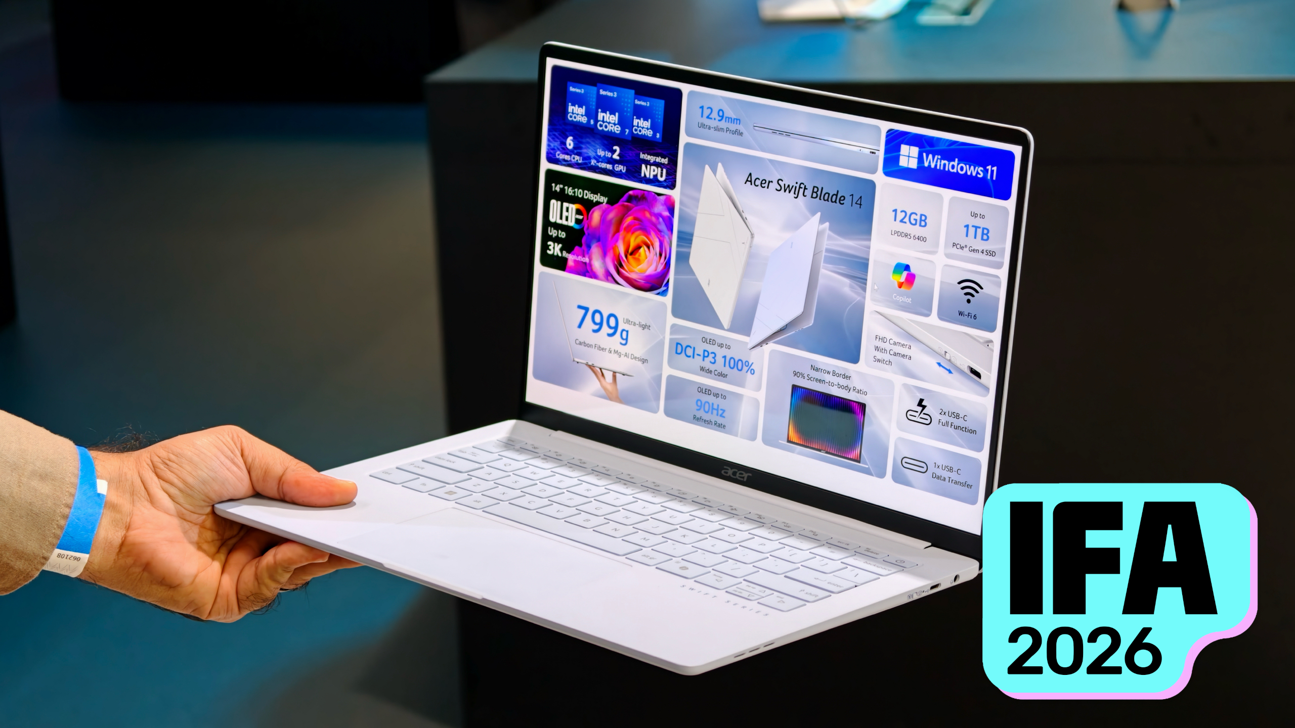 The Acer Swift Blade 14 with an IFA 2026 badge