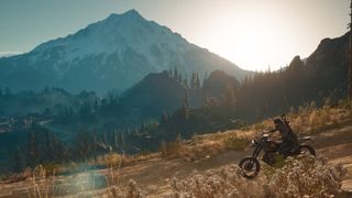 Deacon rides his motorcycle through the mountains of Oregon