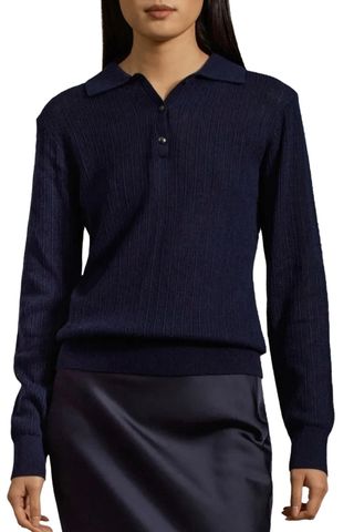 Aubrey Cashmere Polo in Navy