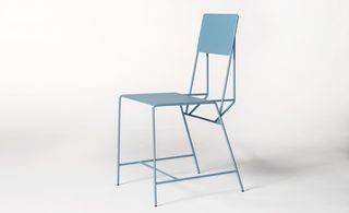 Blue steel dining chair