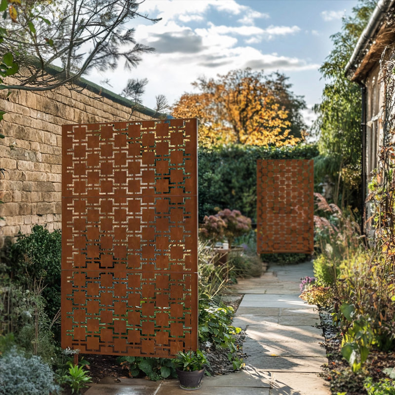 Nicoman Metal Outdoor Privacy Screen With Stand 120cm X 180cm - Black | Wayfair.co.uk