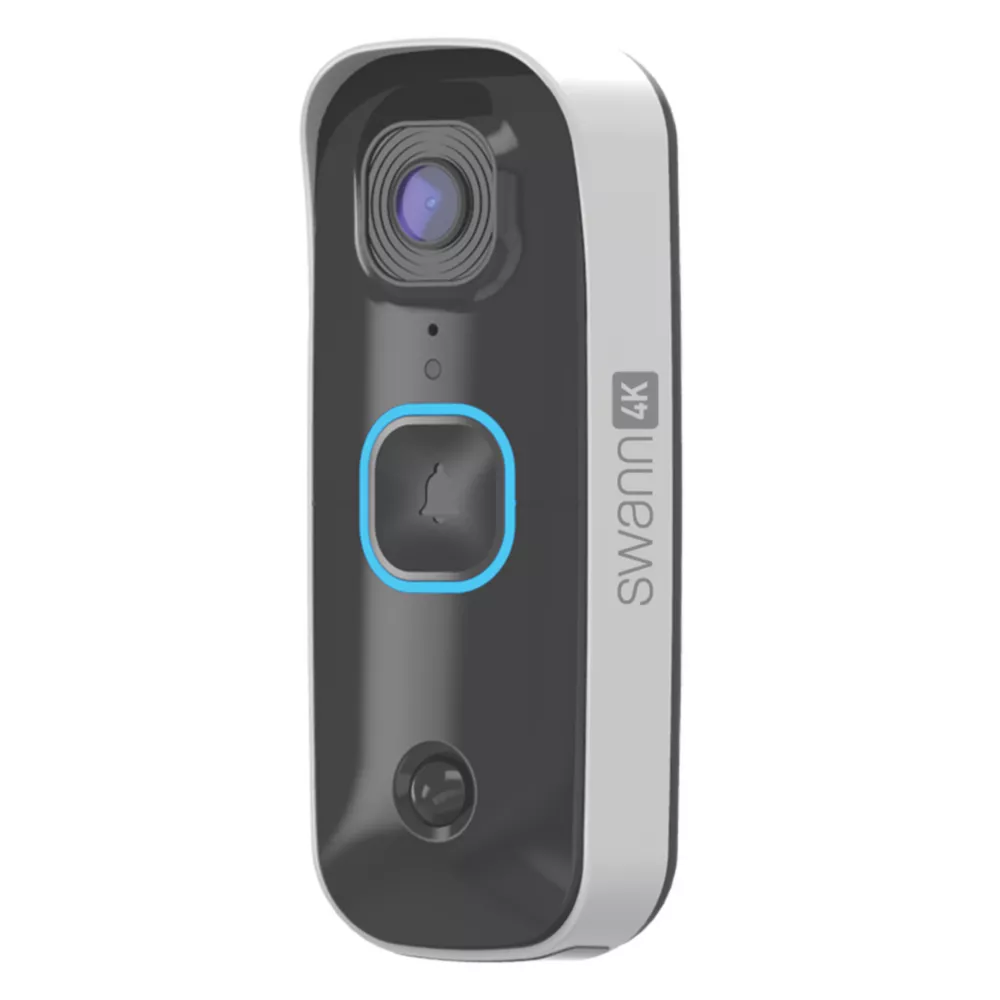 Swann Swannbuddy4k Wired or Wireless Smart Video Doorbell & Chime Black With White Sides
