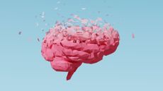 An artist's concept of a human brain atrophying in cyberspace.