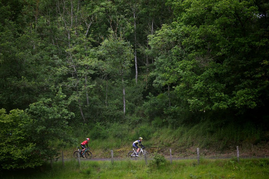 the riders during stage 1 of Dauphine 2024