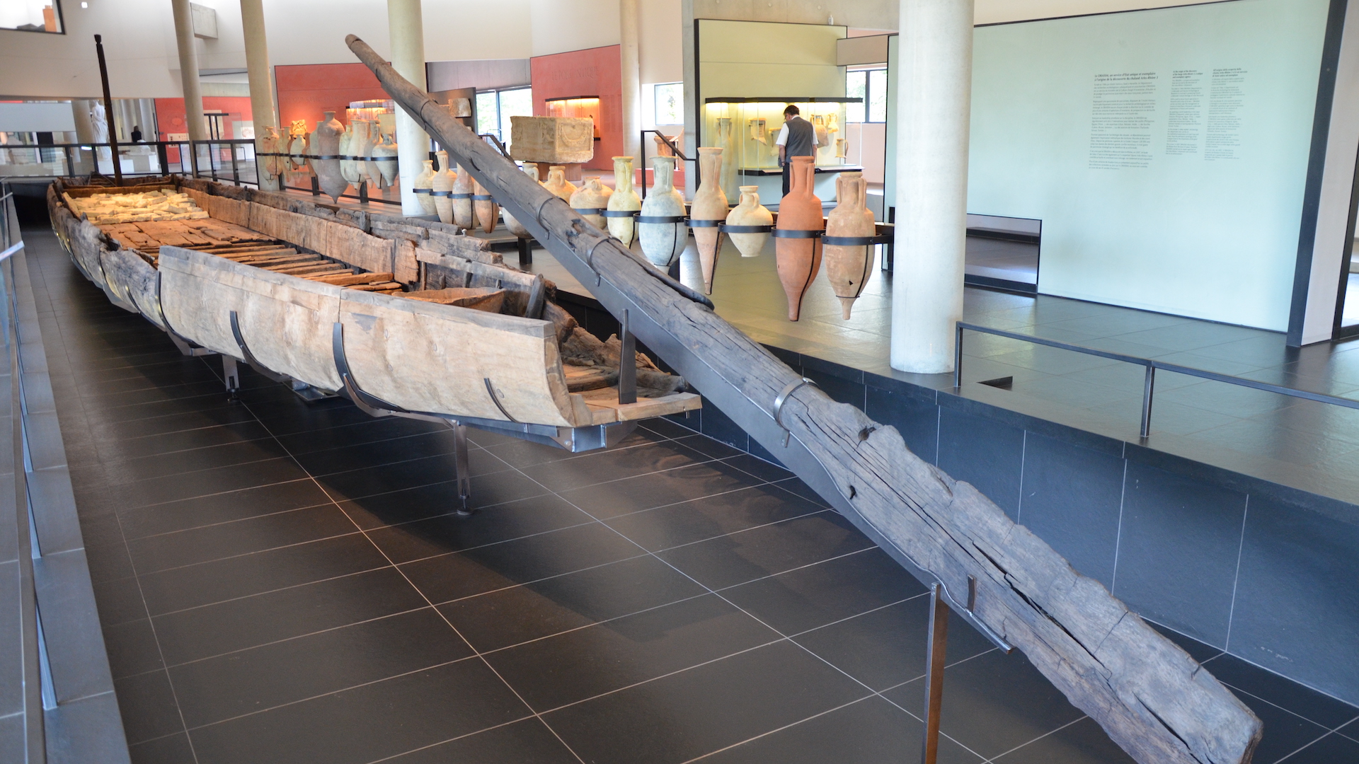 The Arles Rhone 3 ship on display in a museum