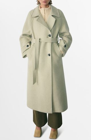 Belted Oversize Wool Blend Coat