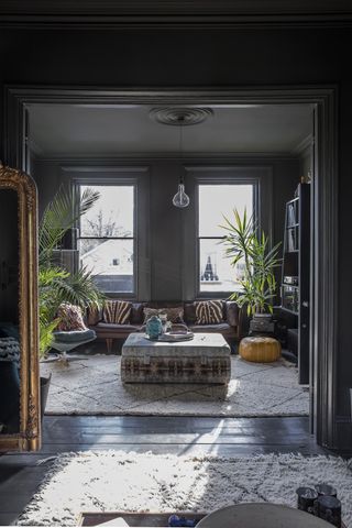 dark grey living room by Frank Interiors