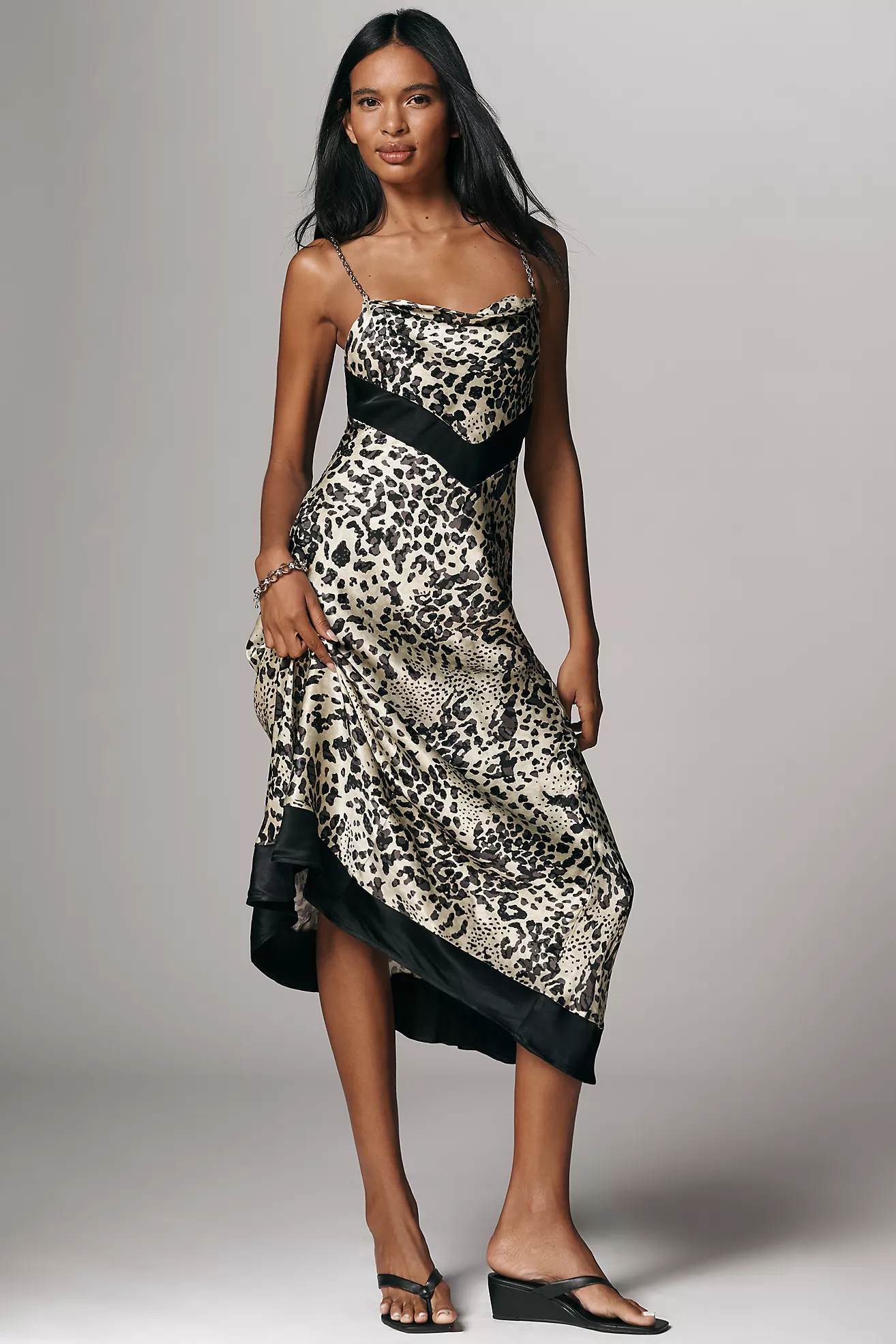 By Anthropologie Chain Midi Slip Dress