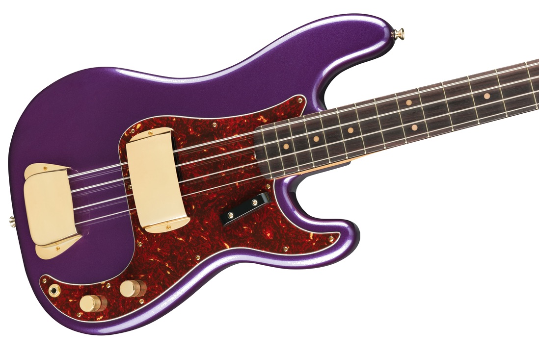 purple fender bass guitar