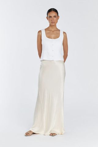 Charli Cream Satin Maxi Skirt