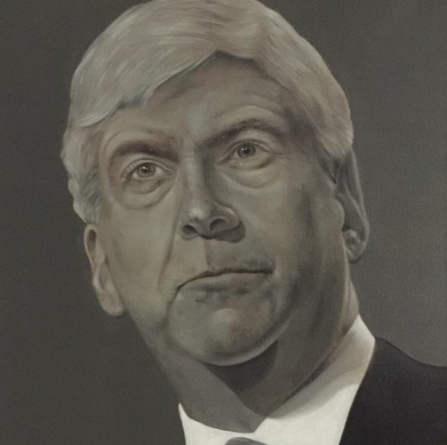 Artist Michael Dykehouse&amp;#039;s portrait of Michigan Gov. Rick Snyder