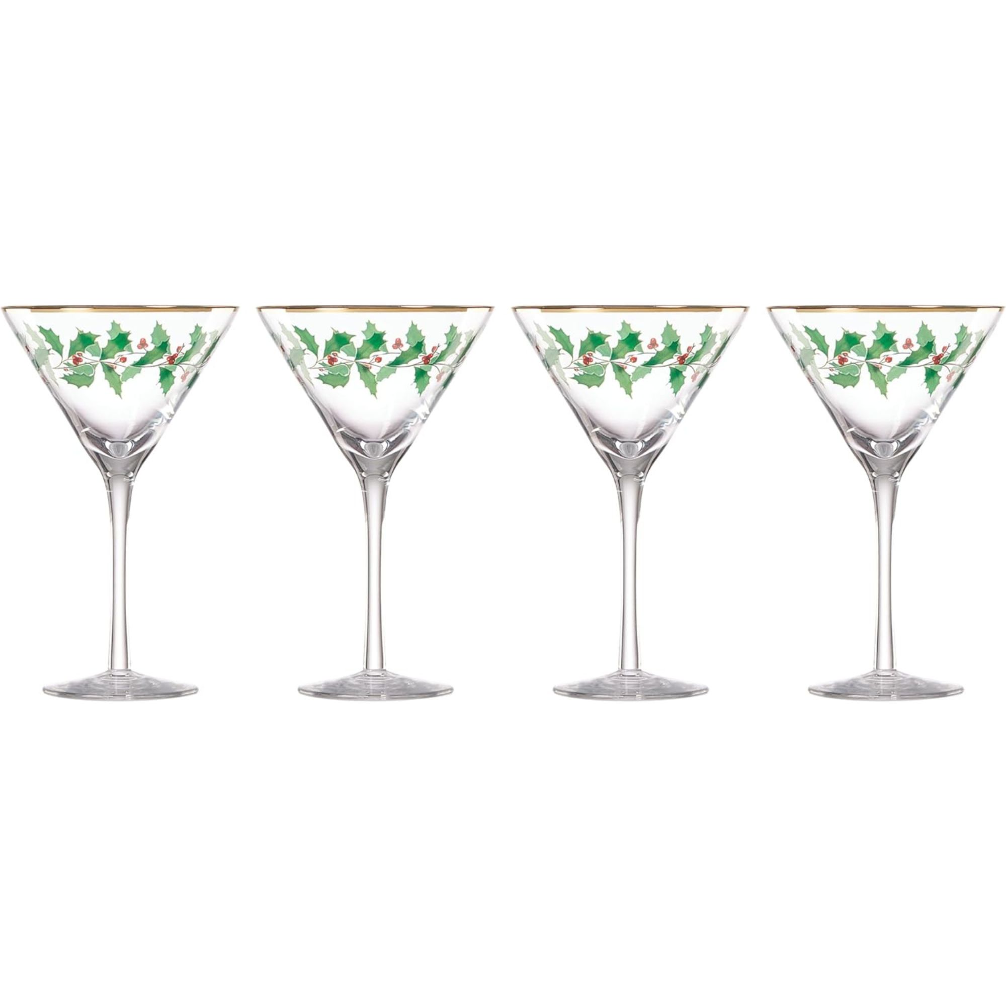 Lenox 893570 Holiday Decal 4-Piece Martini Glass Set