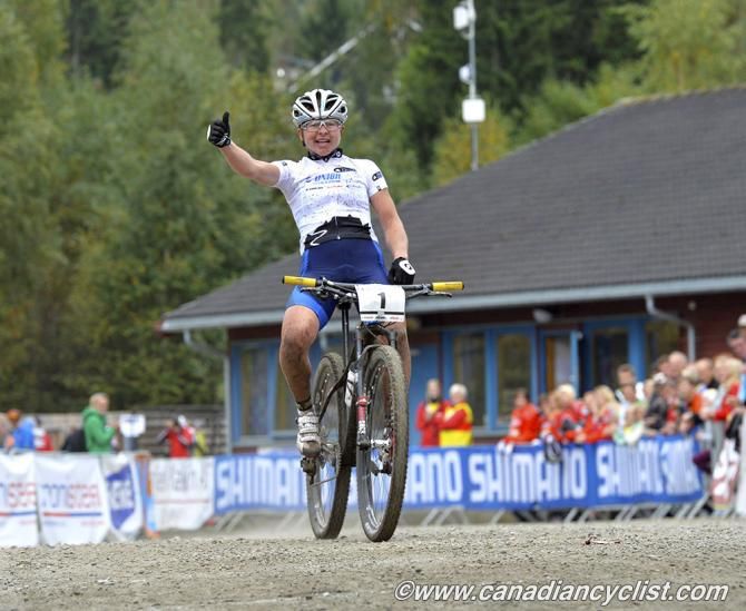 Tanja Zakelj (Unior Tools) celebrates winning the overall World Cup standings.