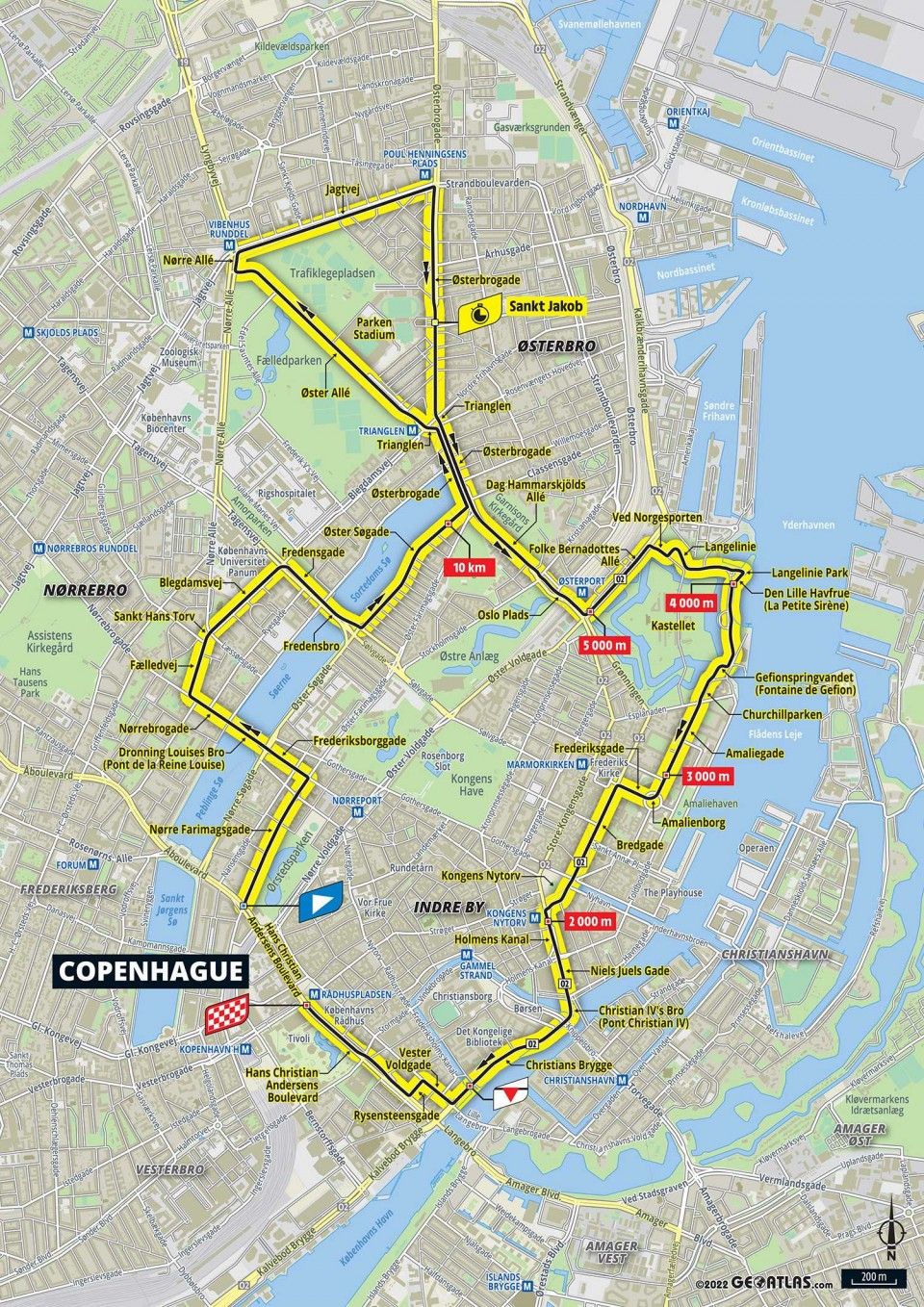 Route map for stage 1 of 2022 Tour de France