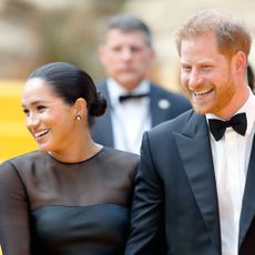 london, united kingdom july 14 embargoed for publication in uk newspapers until 24 hours after create date and time meghan, duchess of sussex and prince harry, duke of sussex attend "the lion king" european premiere at leicester square on july 14, 2019 in london, england photo by max mumbyindigogetty images