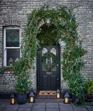 Outdoor Christmas decoration with foliage