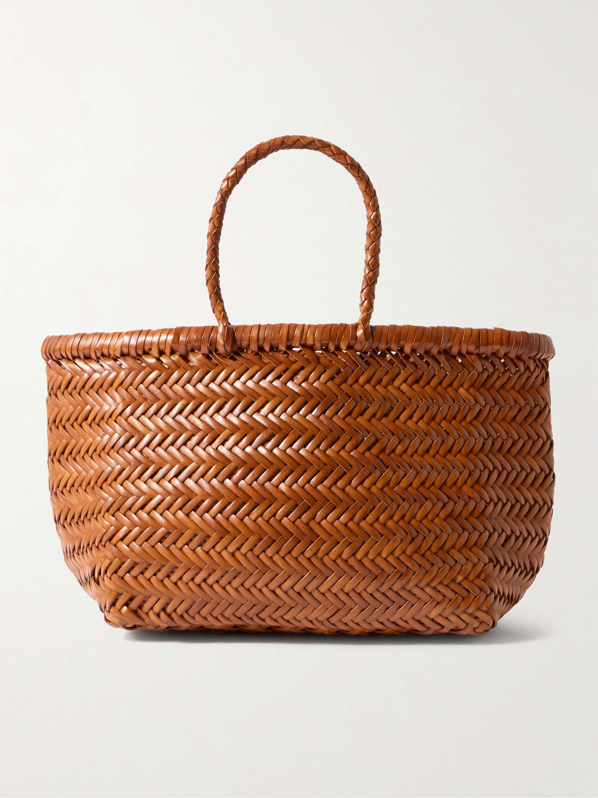 Bamboo Triple Jump Small Woven Leather Tote