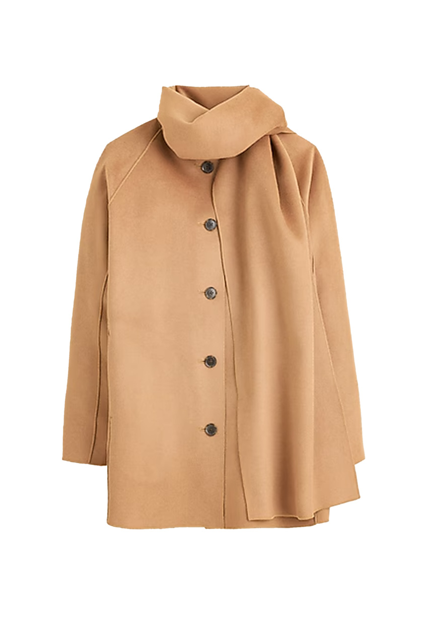 J.Crew, Scarf Coat in Drapey Wool Blend