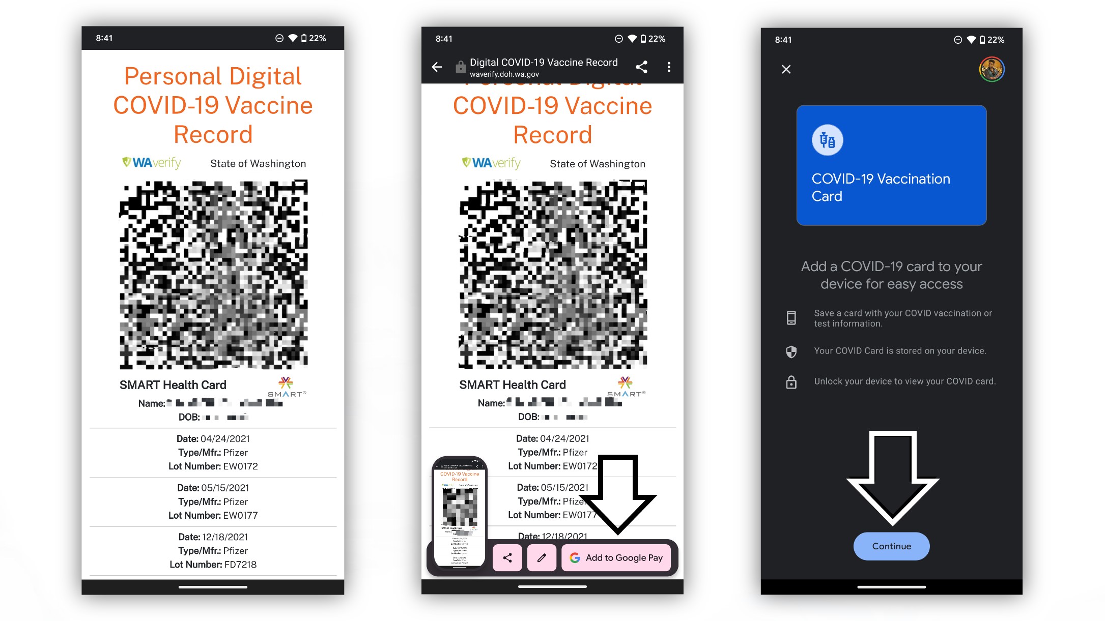 Ta en skärmdump och spara ditt vaccinkort i Google Pay