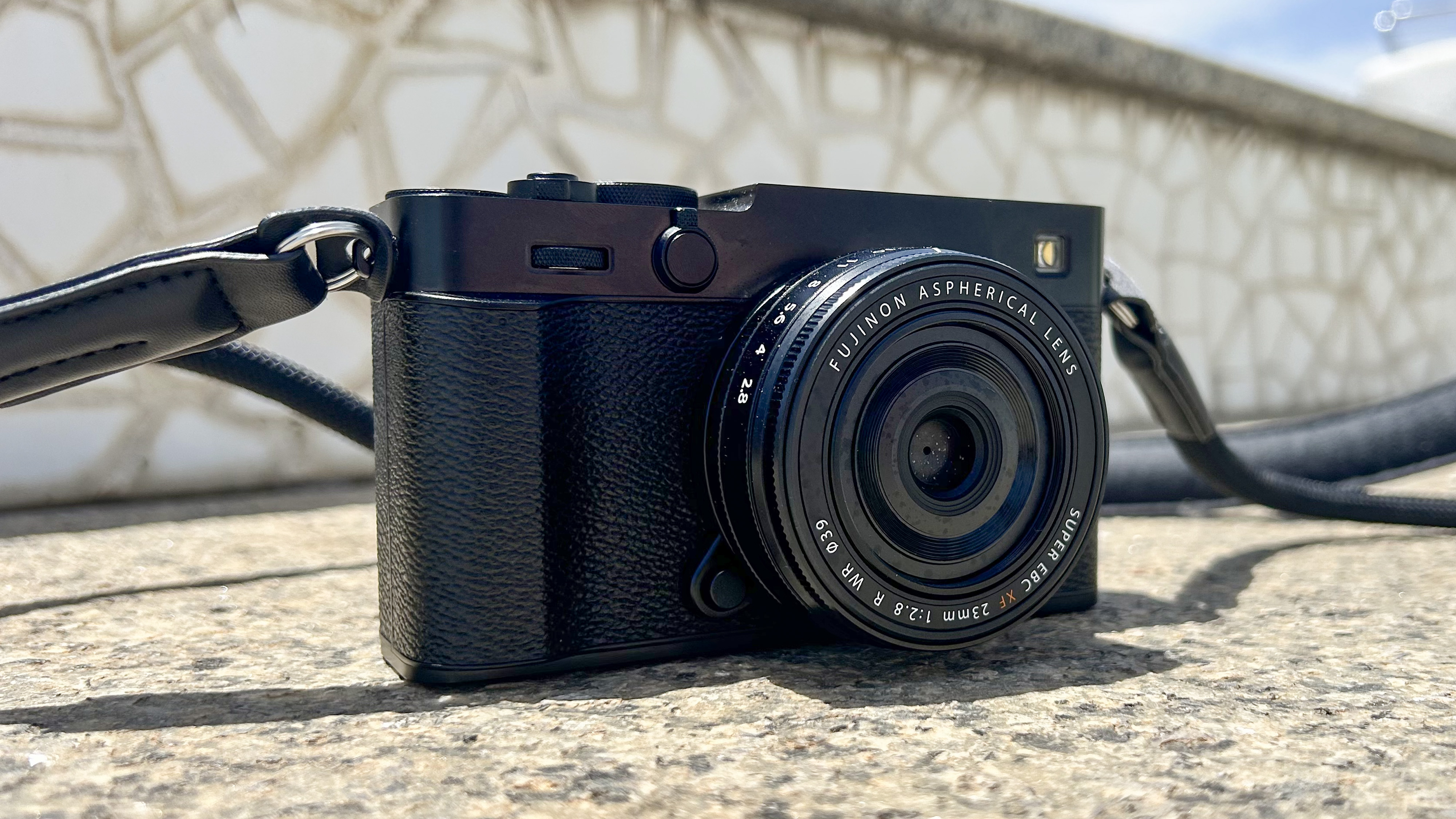 The front of the new Fujifilm X-E5 film simulation camera.