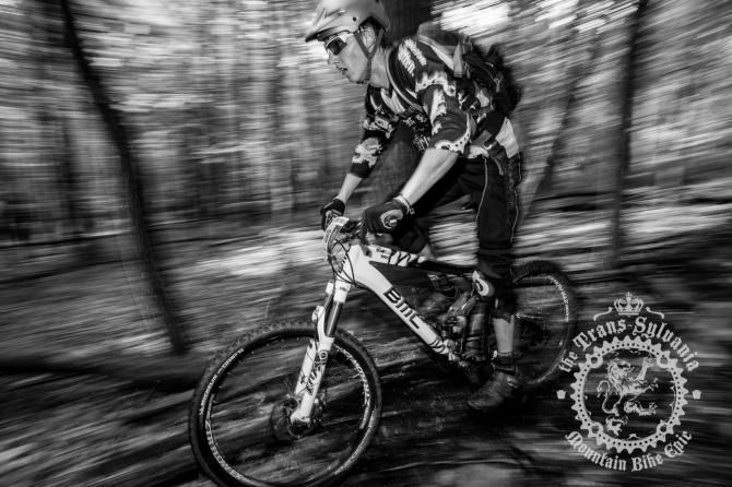 Derek Bissett rolling down the rooty and loose enduro segment of stage 4.