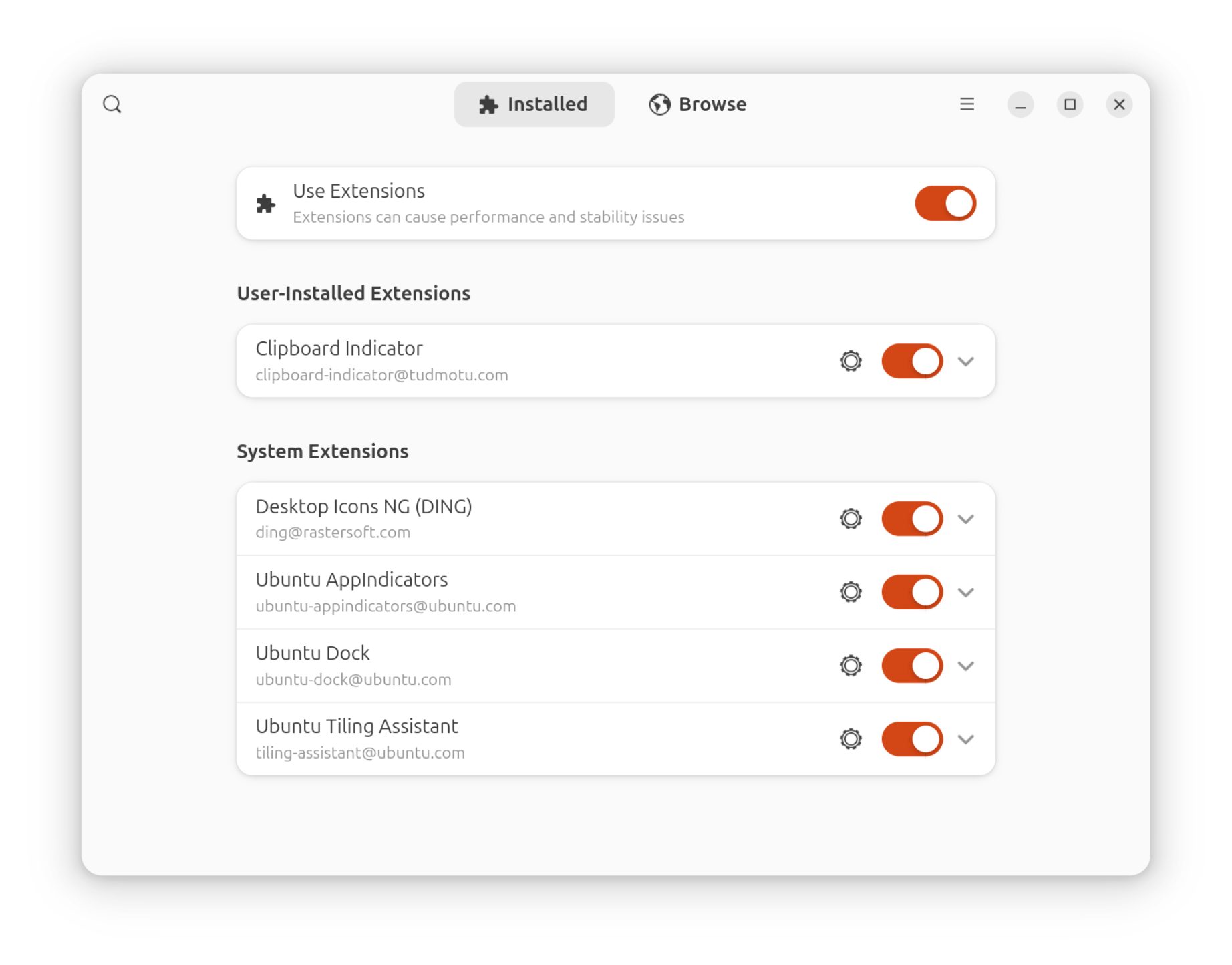 Gnome Shell Extension Manager