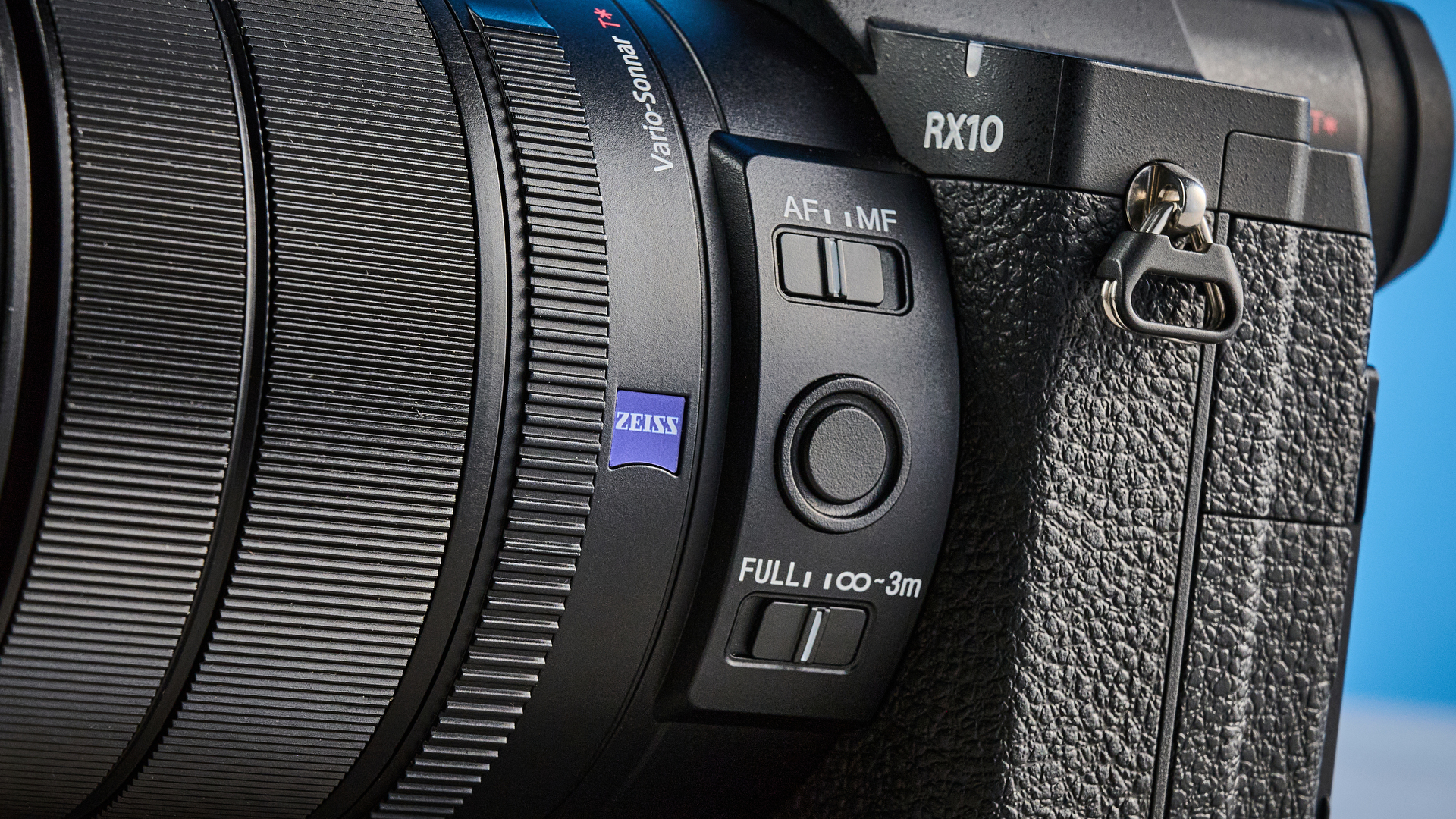 A black Sony RX10 V bridge camera