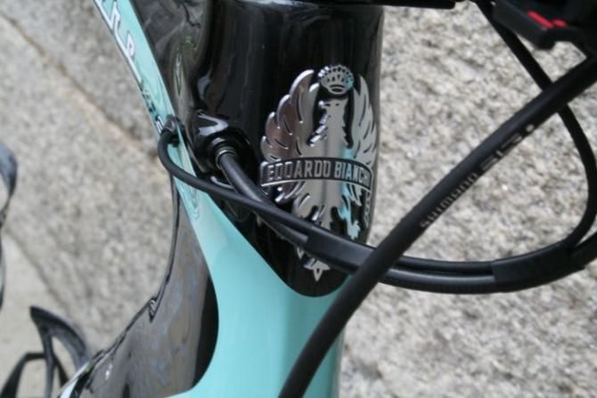 Neat cable ports next to the Bianchi badge