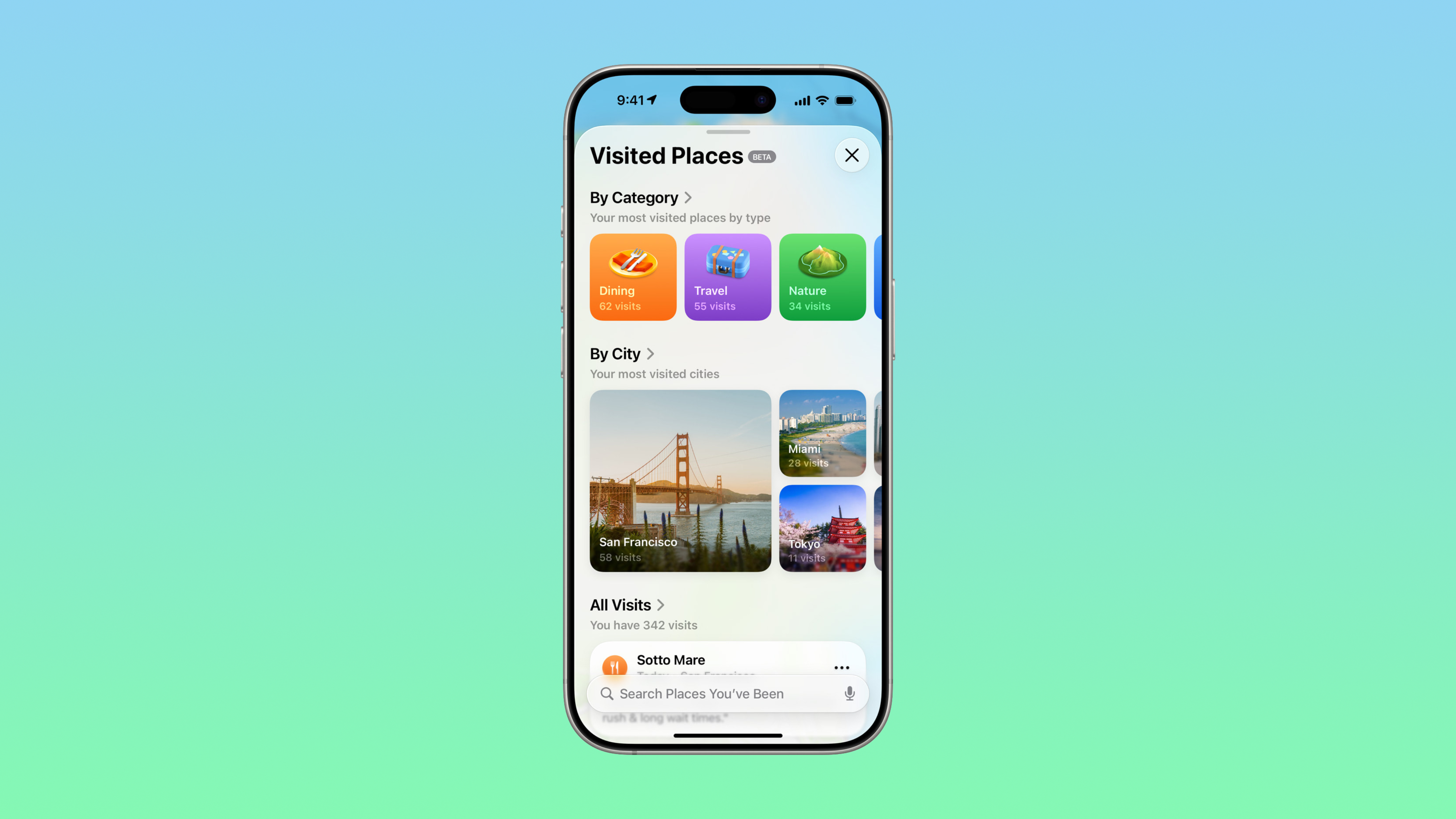 Visited Places in the Apple Maps app on iOS 26.
