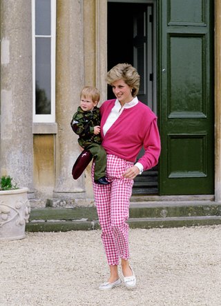 Princess Diana With Her Son Prince Harry At Their Country Home Highgrove House in 1986