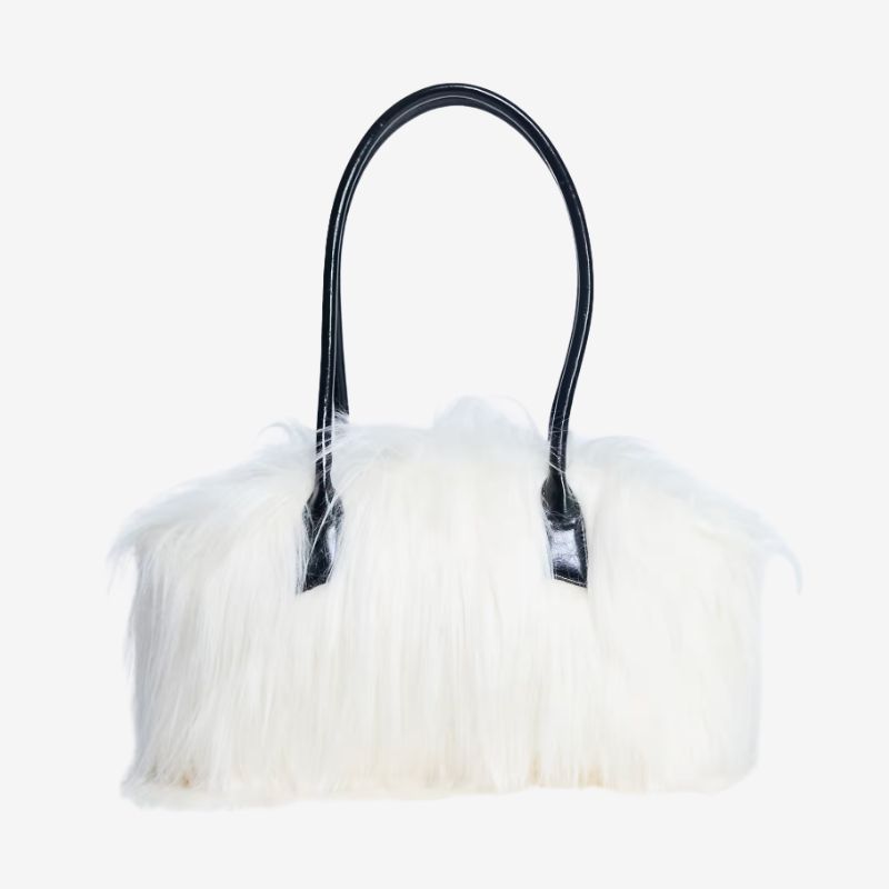 Image of white fur bag