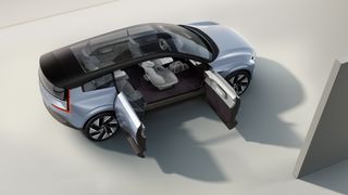 Volvo Concept Recharge driver and rear passenger doors open
