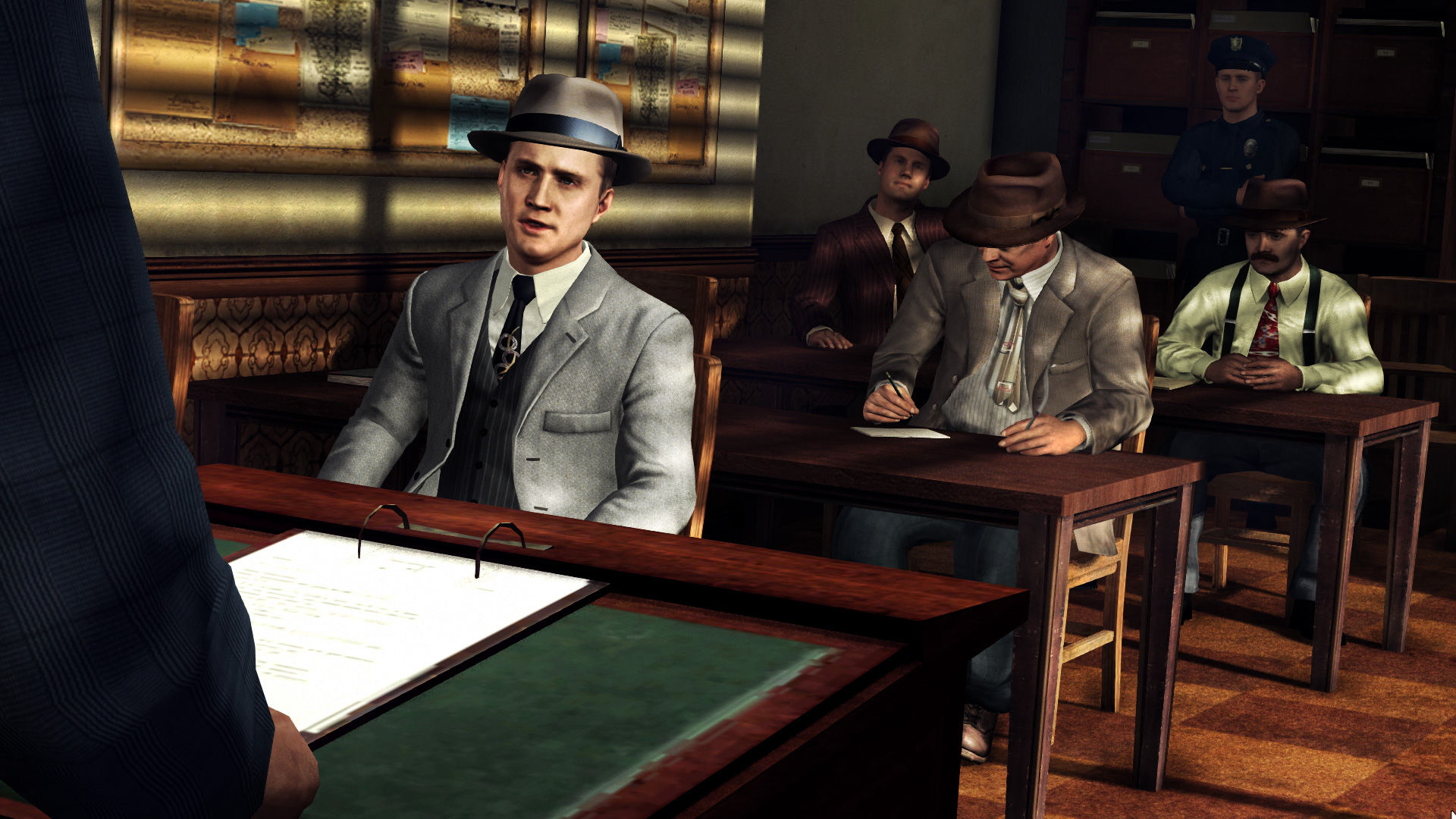 Phelps in the classroom in L.A. Noire