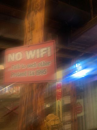 Blurry image of "No WiFi" sign