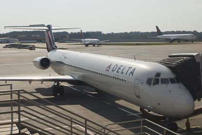 A Delta plane at the Hartsfield-Jackson Atlanta International airport. 