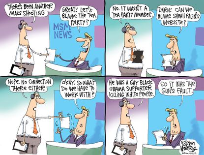 Political cartoon U.S. Mass Shooting Liberal Media