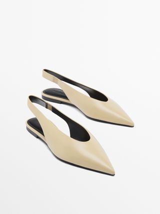 Massimo Dutti, Slingback Ballet Flats With Pointed Toe