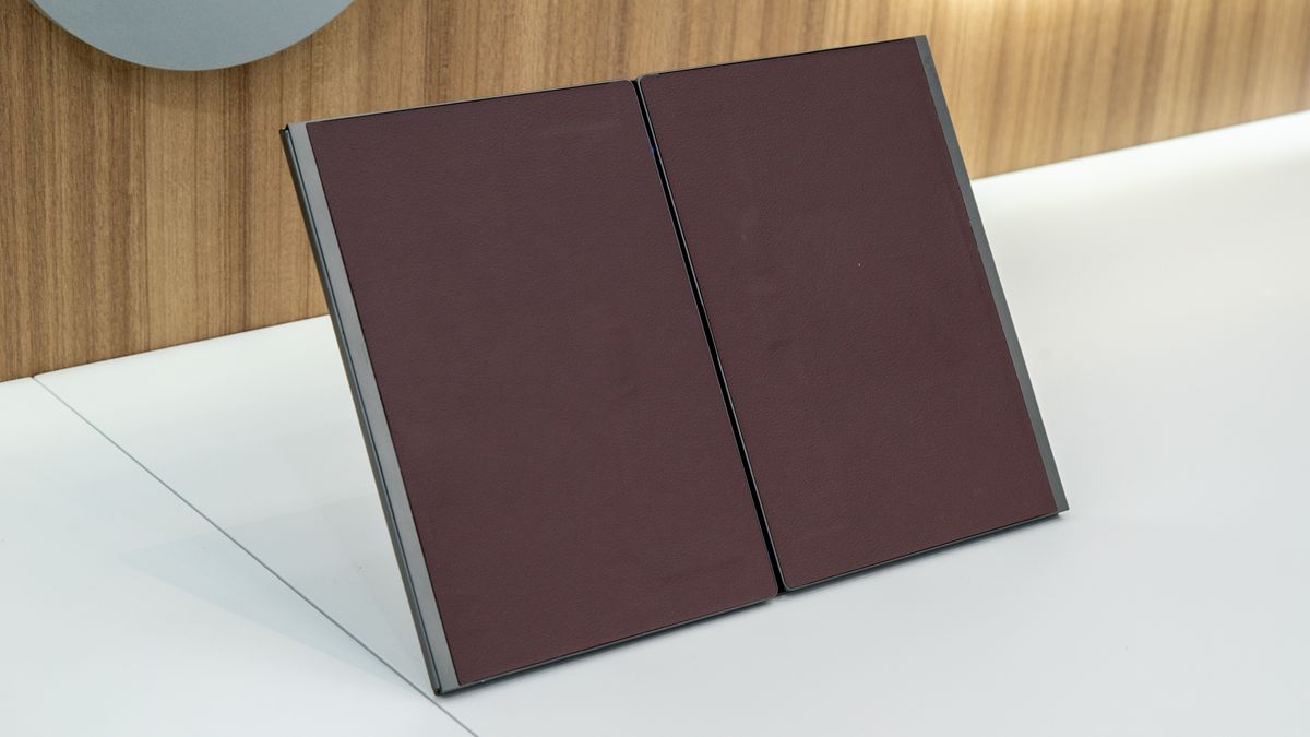 A tri-fold monitor closed