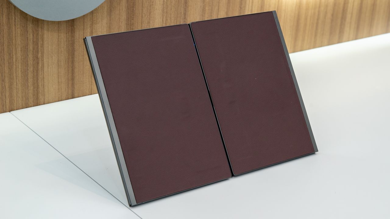 A tri-fold monitor closed