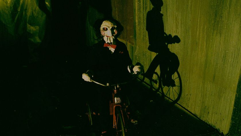Billy the puppet rides a bicycle in the Saw movies, one of the best free movies to stream