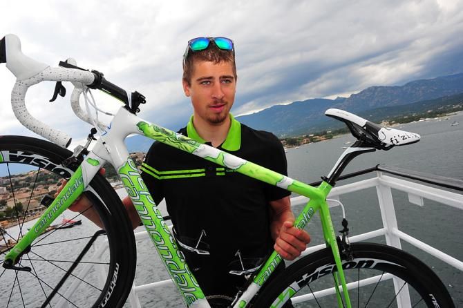 Peter Sagan (Cannondale) and his new Cannondale SuperSix