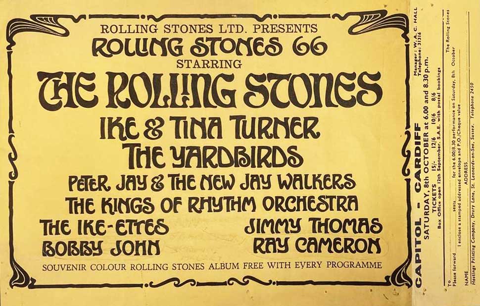 An original 1966 handbill for a concert at The Capitol, Cardiff on 8th October 1966.