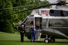 President Joe Biden boards Marine One on the South Lawn of the White House on May 9, 2024