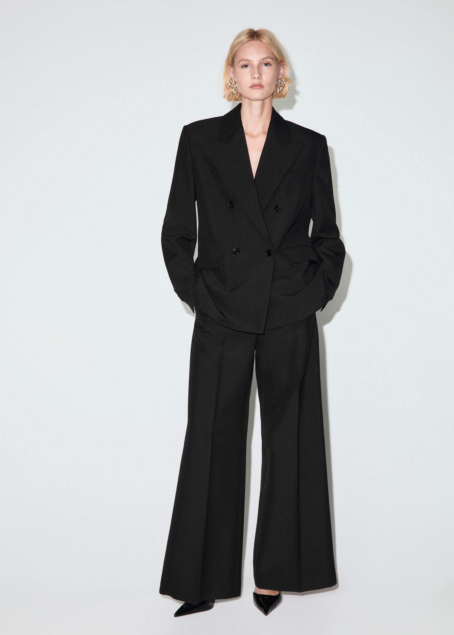 Double-Breasted Wool Blend Blazer - Women | Mango United Kingdom