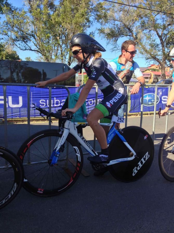 Katrin Garfoot (Pensar SPM Racing) shortly before taking second in the 9.3km TT